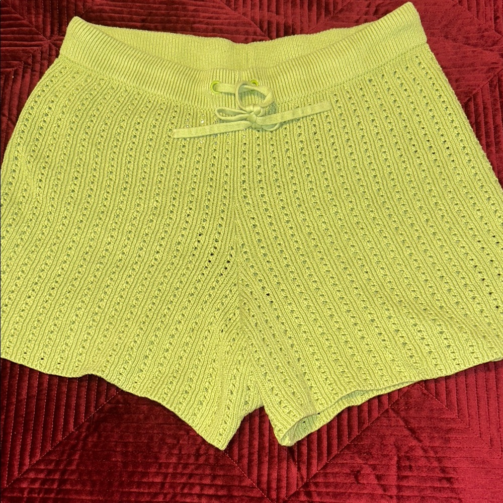 Vans Lime Green Knit High Waist Women's Shorts
